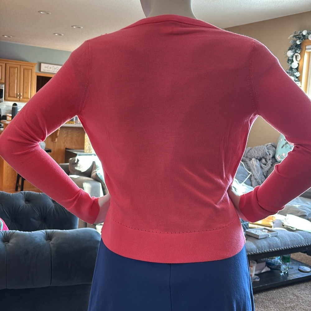 Women's Kate Spade Coral beaded Cardigan Sweater medium - Picture 4 of 12